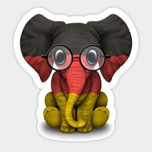 Baby Elephant with Glasses and German Flag Sticker